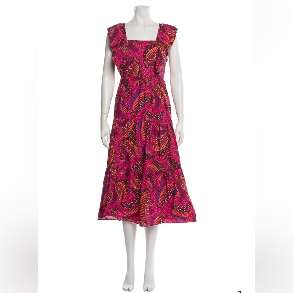 FARM Rio Wild Bananas Ruffled Midi Dress NWT - Picture 9 of 11